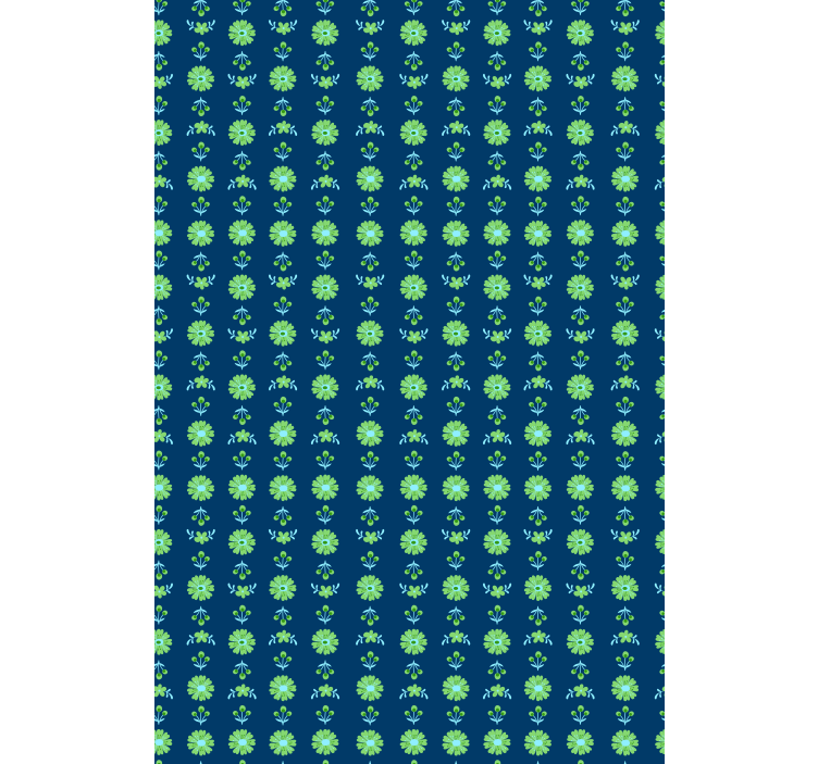 Papel tapiz flores patrón polaco verde y azul - TenVinilo