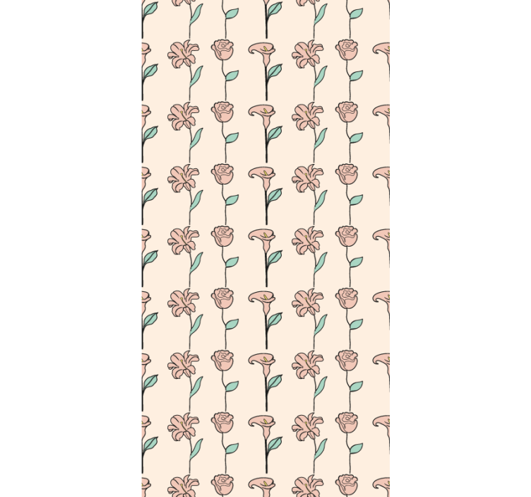 Papel tapiz floral diseño original flores minimalistas - TenVinilo