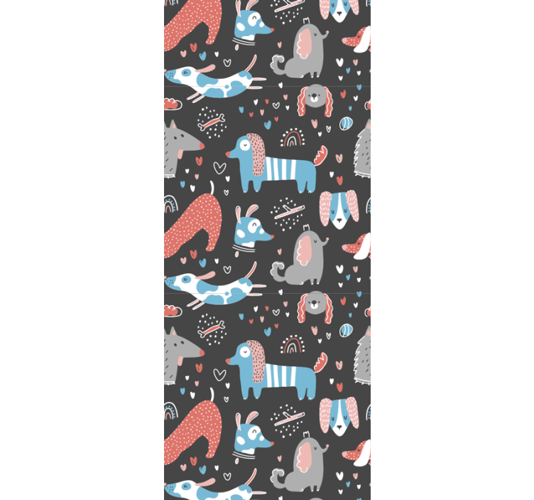 Papel tapiz para recámara ilustración de perritos - TenVinilo