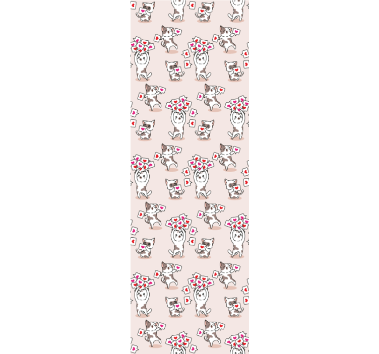 Papel tapiz para recámara gatos con íconos de corazón - TenVinilo