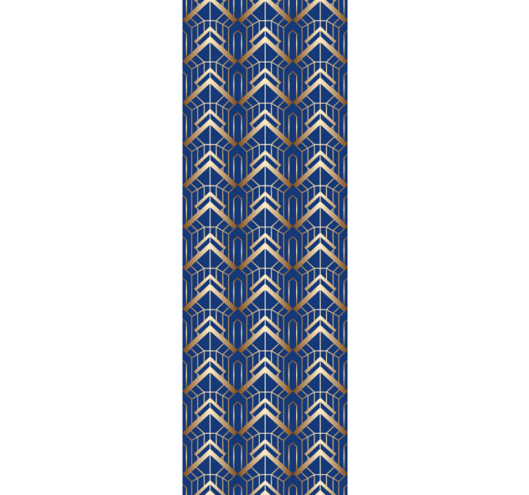 Papel tapiz para recámara patrón decorativo azul y dorado - TenVinilo