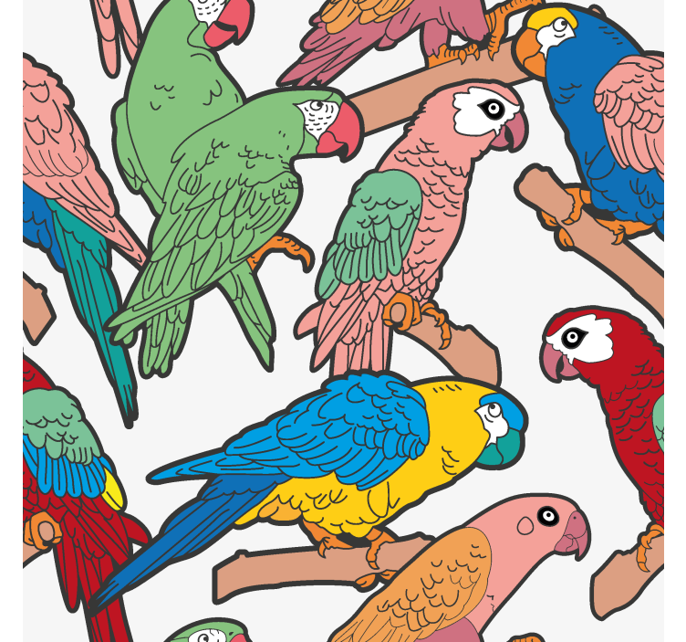 Papel pintado animales estampado de loros - TenVinilo