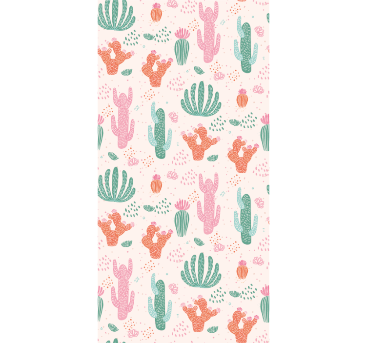 Papel pintado naturaleza Patrón de cactus de colores retro - TenVinilo