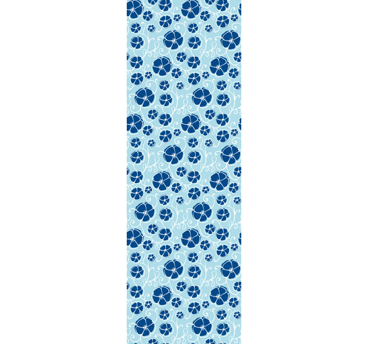 Papel tapiz floral azulejos florales azules - TenVinilo