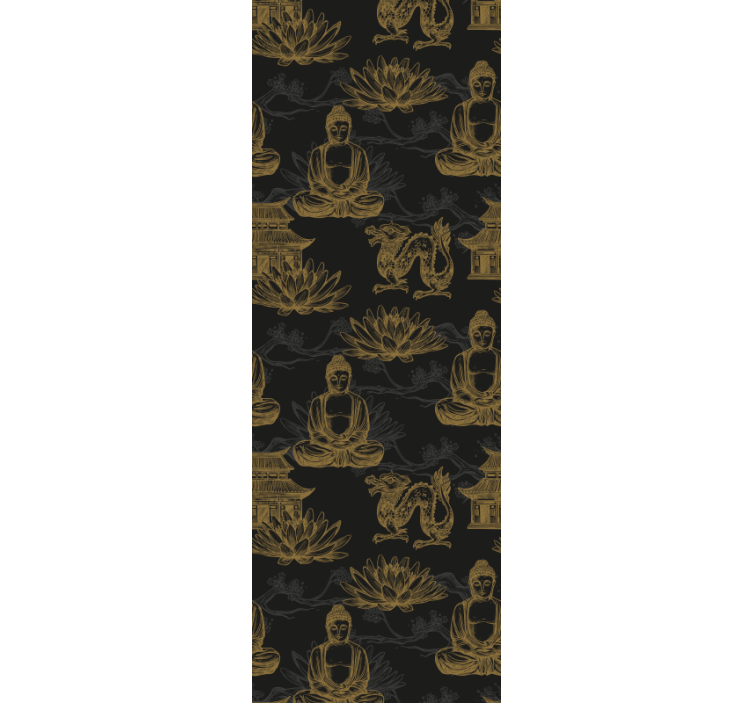 Papel tapiz recámara matrimonial iconografía budista - TenVinilo
