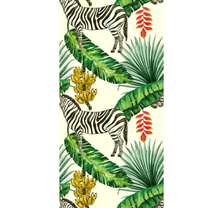 Papel tapiz animales estampado de cebra tropical - TenVinilo