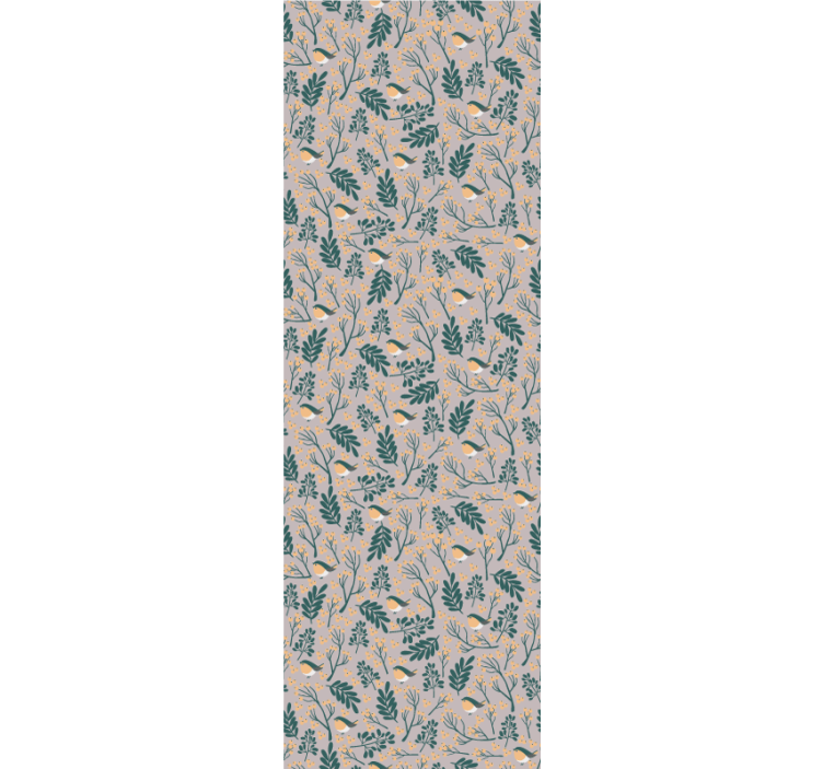 Papel tapiz naturaleza patrón de follaje de pájaros - TenVinilo