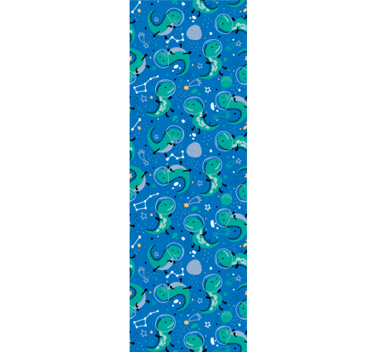 Papel pintado infantil Dinosaurios divertidos con planetas - TenVinilo