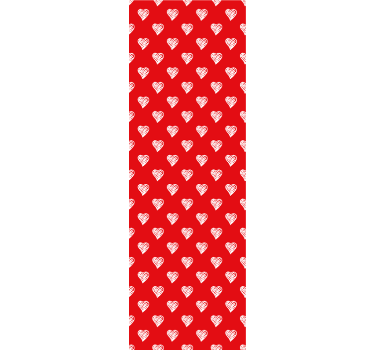 Papel pintado juvenil Fondo rojo corazones dibujados a mano - TenVinilo