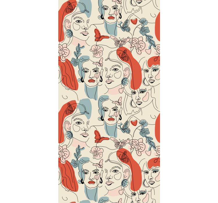 Papel tapiz arte estilo lineal femenino - TenVinilo