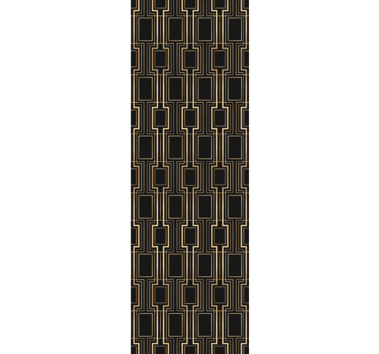 Papel pintado triangulos Patrón deco dorado y negro - TenVinilo