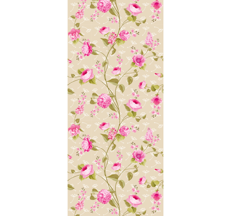 Papel tapiz flores patrón de rosas beige - TenVinilo
