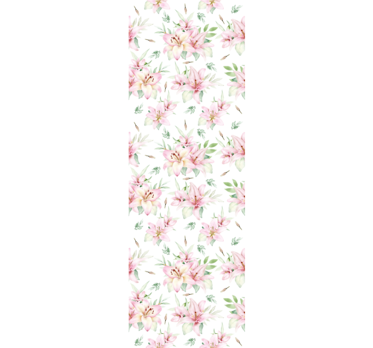 Papel pintado flores Diseño floral de lirios de acuarela rosa - TenVinilo