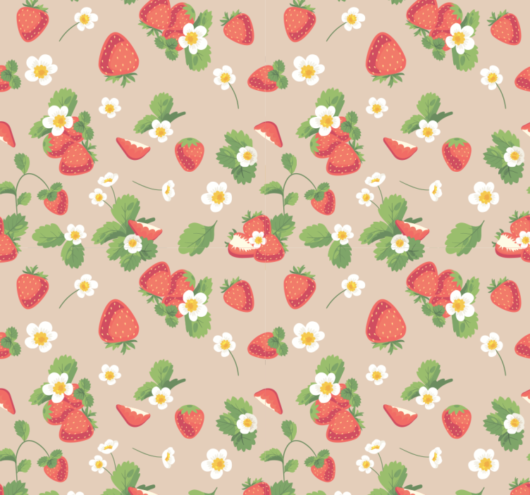 Comedor papel pintado fresas y flores - TenVinilo