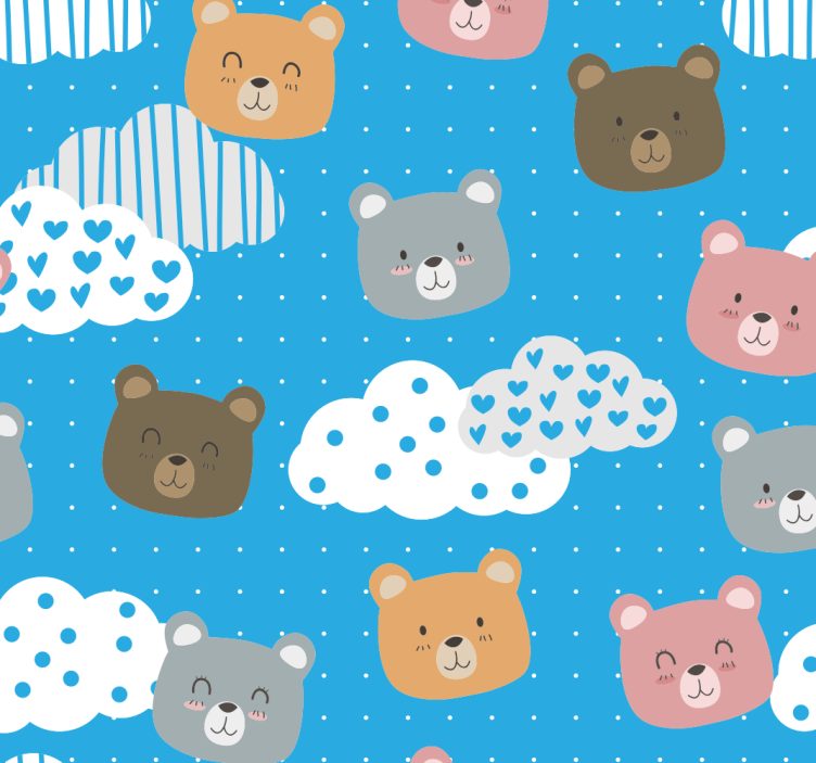 Papel tapiz gatos patrón de paisaje de nubes de oso - TenVinilo