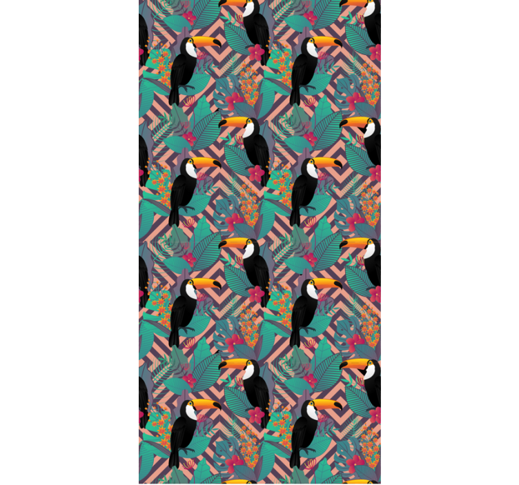 Papel pintado 3d de aves tucanes azul - TenVinilo