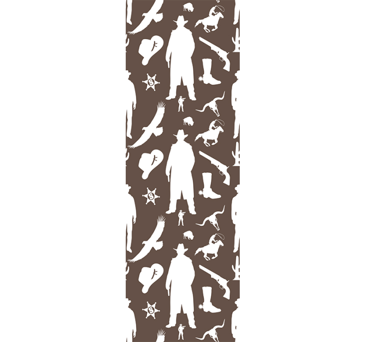 Papel pintado infantil patrón vaquero y caballos - TenVinilo