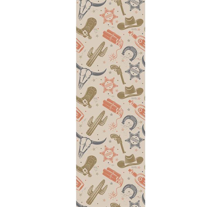 Papel pintado infantil patrón elementos vaquero - TenVinilo