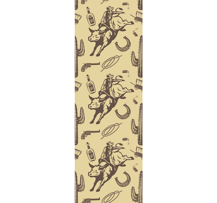 Papel pintado infantil vaquero montado en toros - TenVinilo