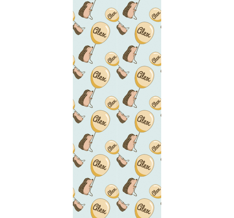 Papel tapiz infantil erizos con globos y nombre - TenVinilo