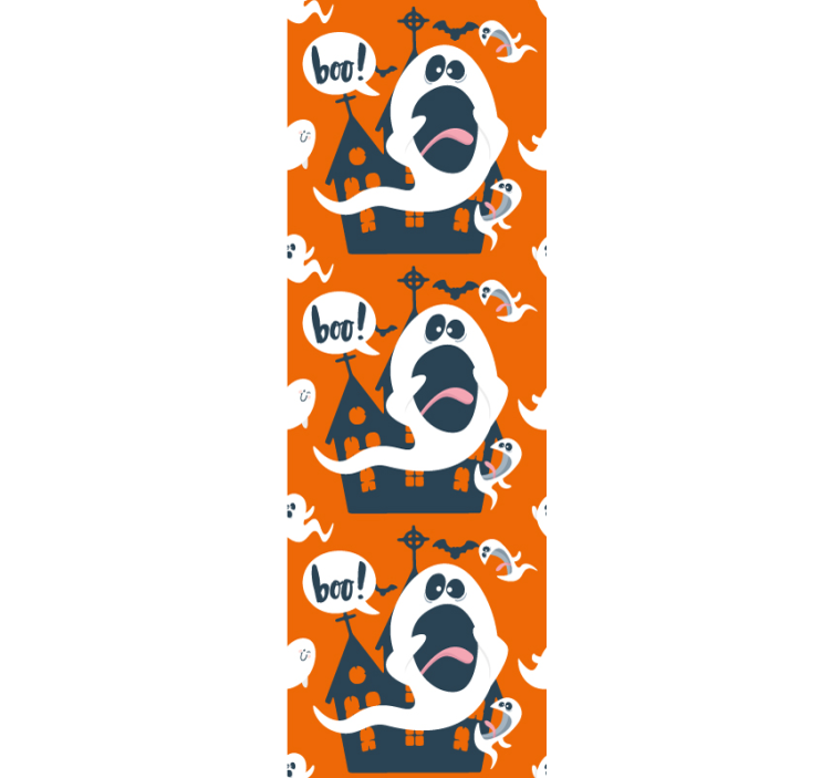 Papel pintado infantil naranja de fantasmas - TenVinilo