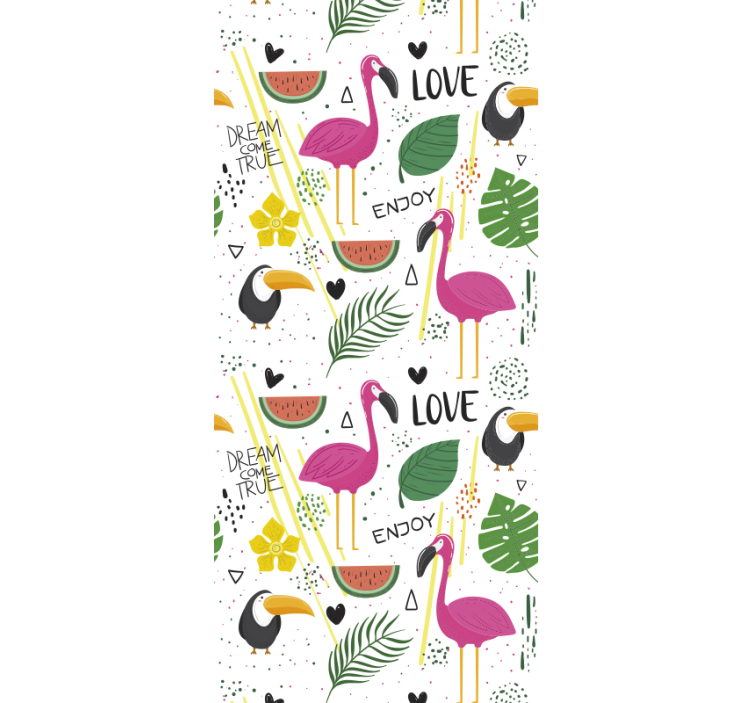 papel pintado infantil Loros y flamencos - TenVinilo