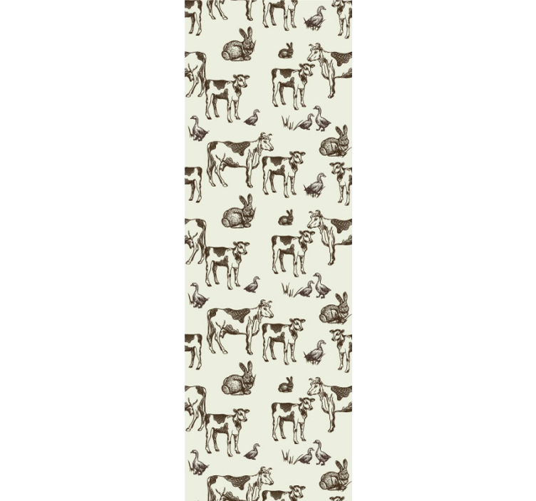 Papel pintado animales granja retro - TenVinilo