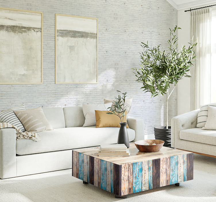 Papel tapiz ladrillos fachada de ladrillo blanco - TenVinilo