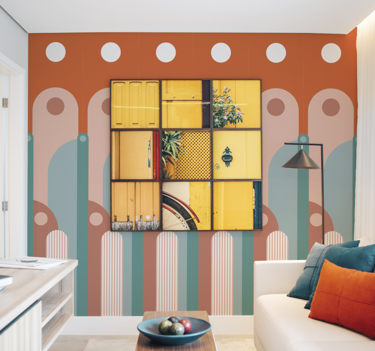 Papel tapiz para sala formas geométricas curvas - TenVinilo