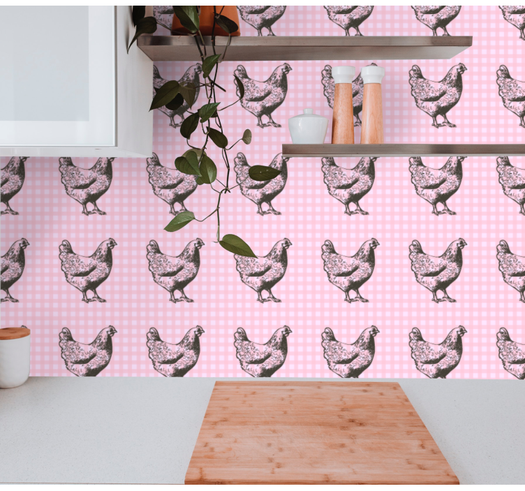 Papel tapiz cocina decoración con estampado de gallina - TenVinilo