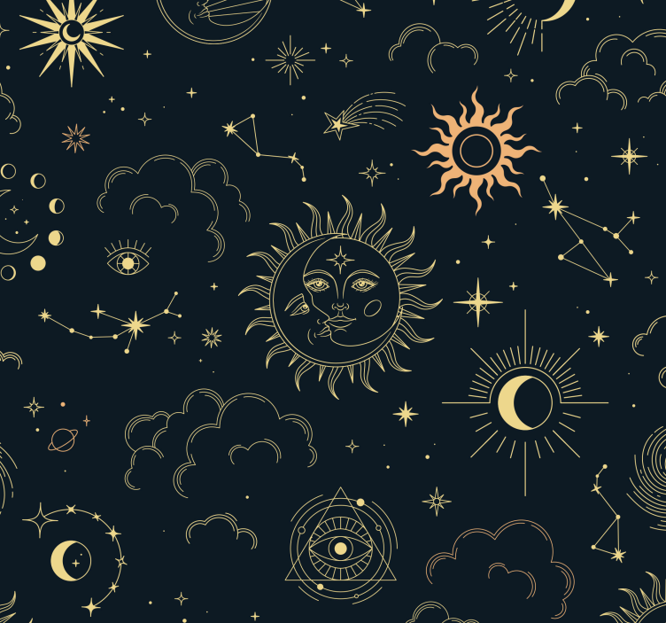 Papel tapiz estrellas diseño de elementos celestiales - TenVinilo