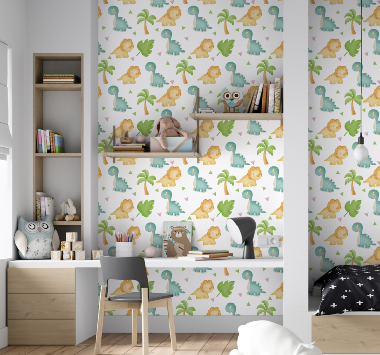 Papel tapiz dinosaurios diversión de dinosaurios - TenVinilo