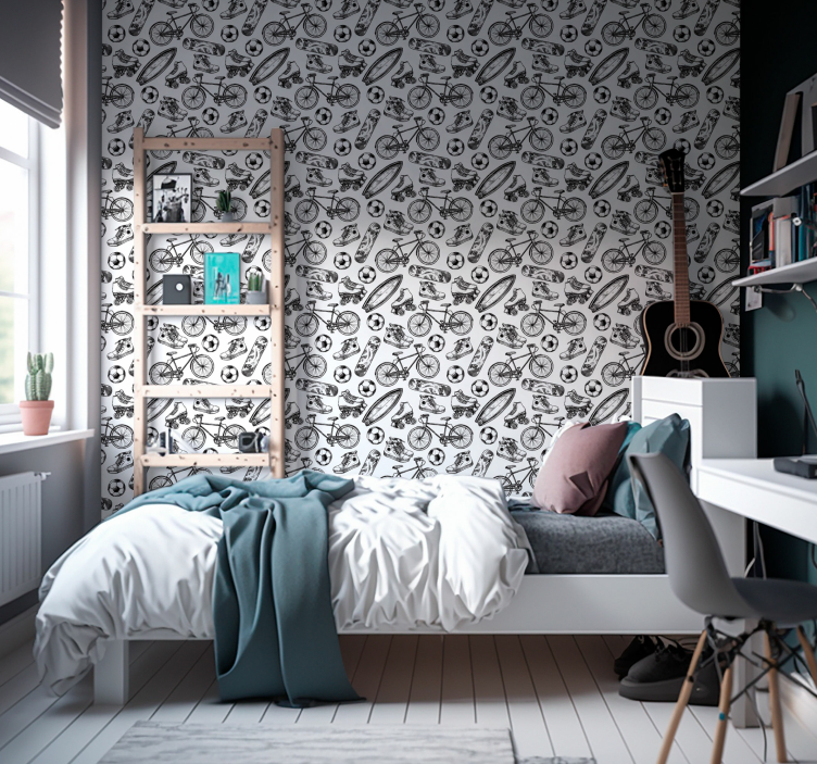 Deportes garabatos papel pintado vintage - TenVinilo