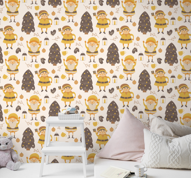 Papel tapiz navidad amigos del bosque - TenVinilo