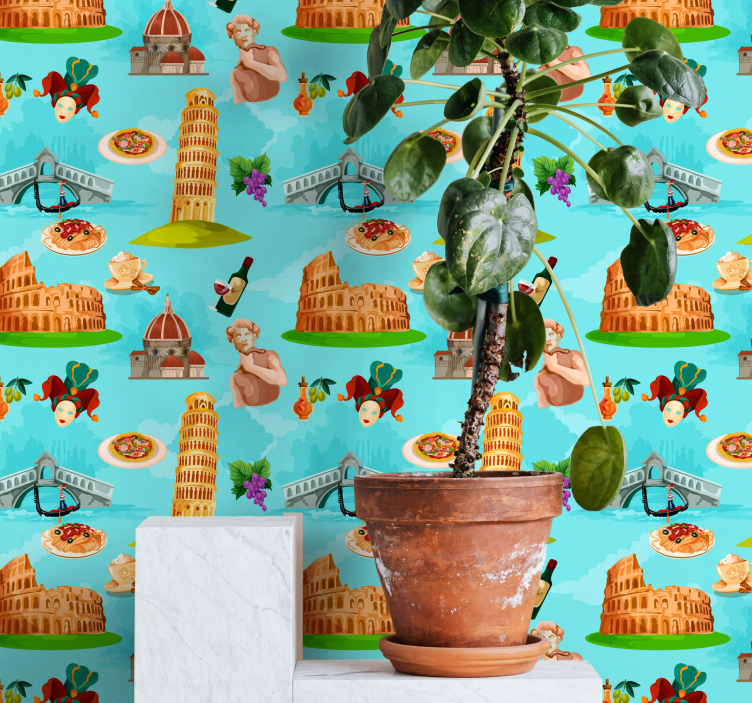Papel tapiz ciudades collage de monumentos italianos - TenVinilo
