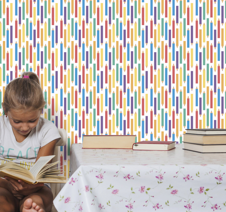 Papel pintado infantil de rayas coloridas - TenVinilo
