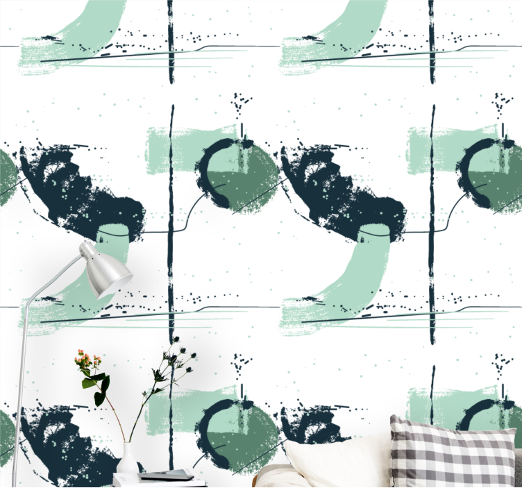 Papel pintado abstracto Abstracción de formas turquesas - TenVinilo