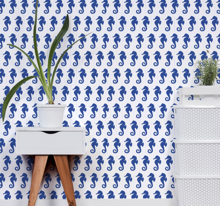 Papel pintado animales caballitos de mar - TenVinilo