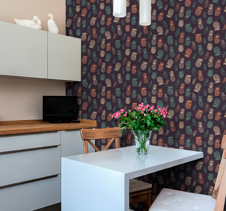 Papel pintado cocina piñas vintage - TenVinilo