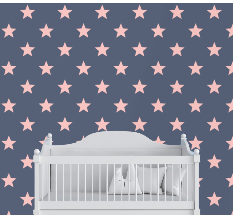 Papel pintado de estrellas Estrellas rosas y grises - TenVinilo