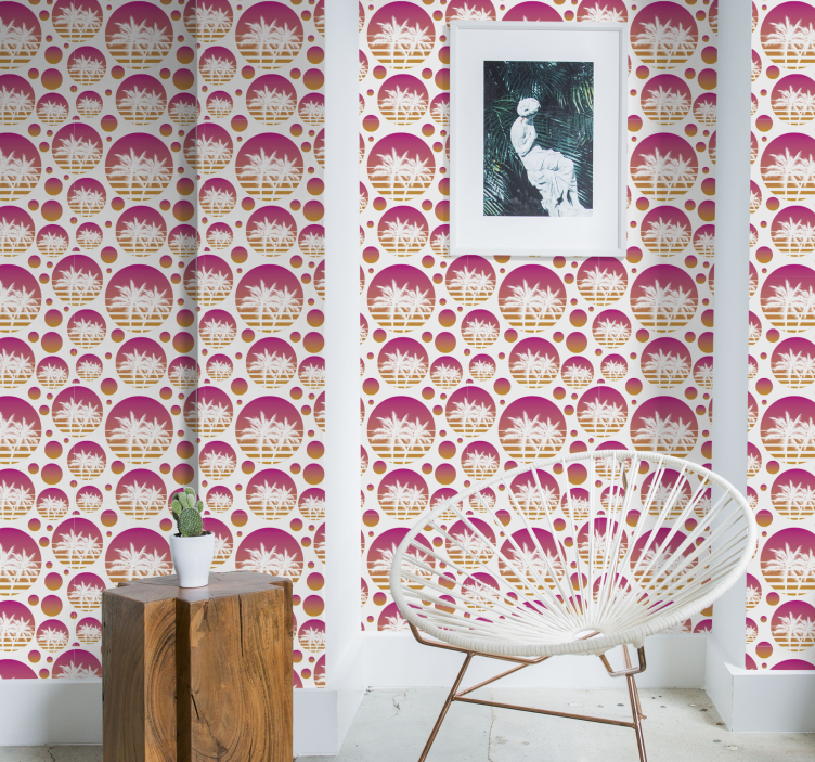 Papel pintado geométrico atardecer vintage - TenVinilo