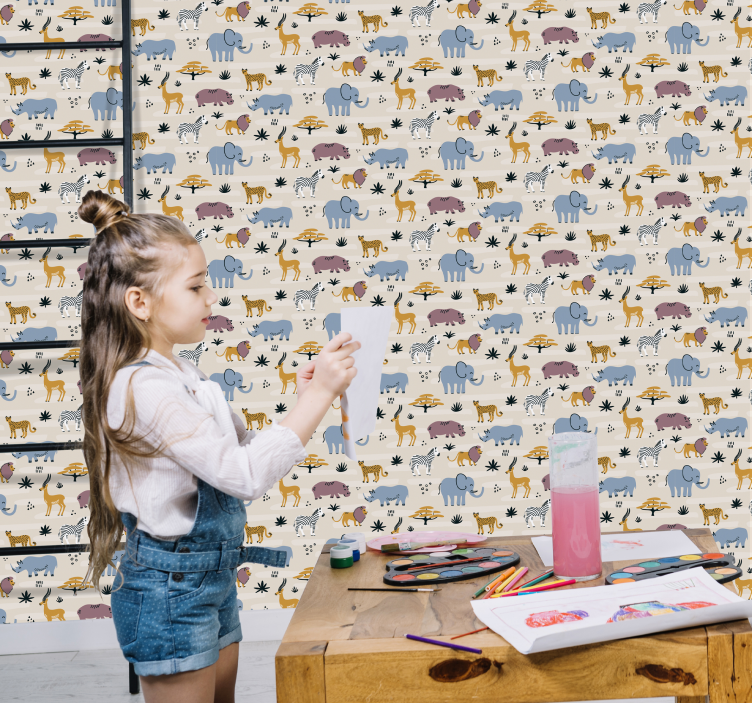 Papel pintado infantil animales salvajes - TenVinilo