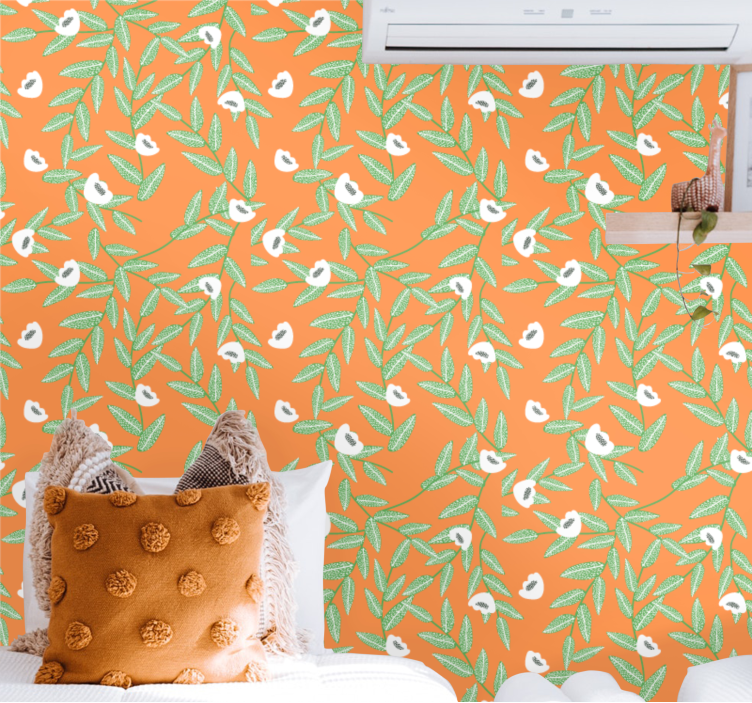 Papel pintado infantil Patrón de flor de tulipanes blancos - TenVinilo