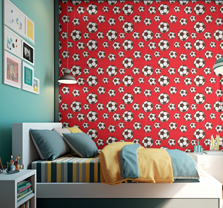 Papel pintado infantil Rojo con bolas - TenVinilo