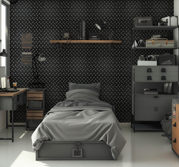 Papel decorativo juvenil patrón de acero - TenVinilo