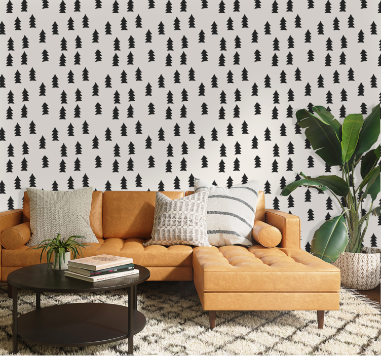 Papel pintado nórdico Patrón de árboles - TenVinilo