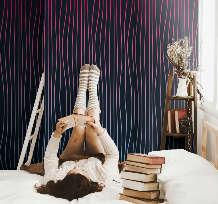 Papel pintado juvenil de ondas de vapor - TenVinilo