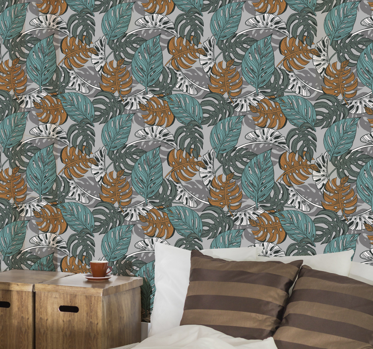 Papel pintado selva de hojas de jungla  - TenVinilo