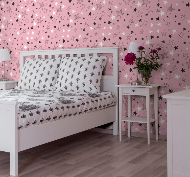 Papel pintado de  estrellas rosas infantiles - TenVinilo