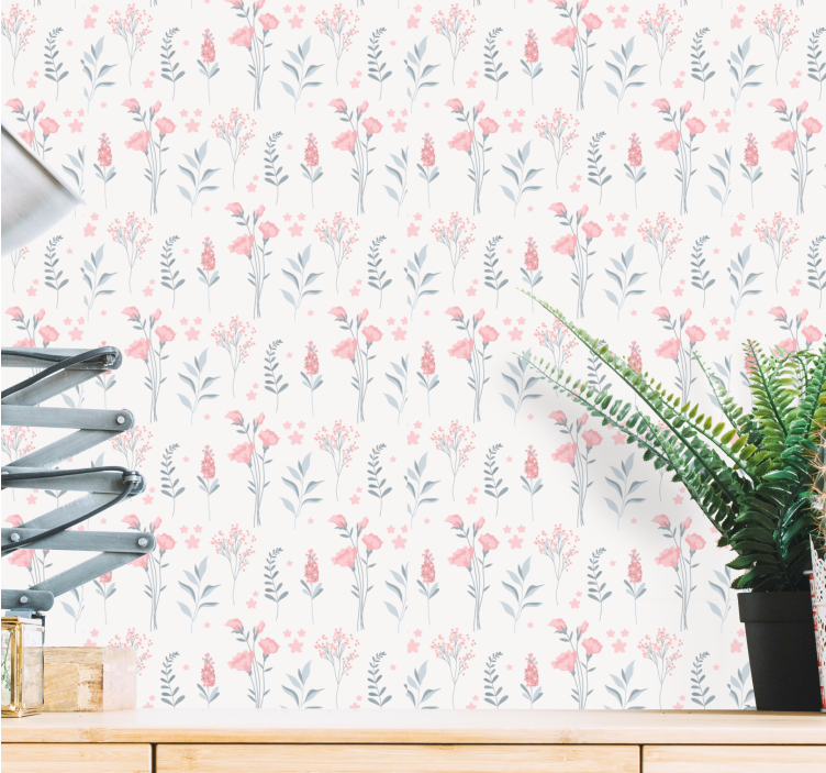 Papel pintado flores Flores de flor rosa - TenVinilo